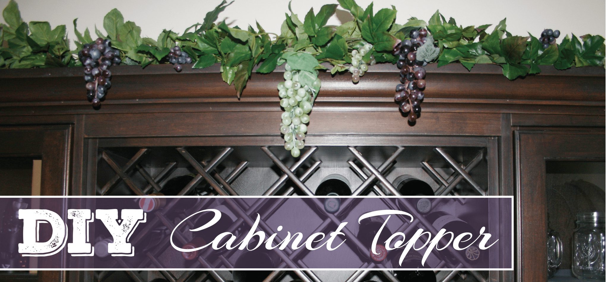 DIY hand-made wine-inspired garland for on top of cabinets
